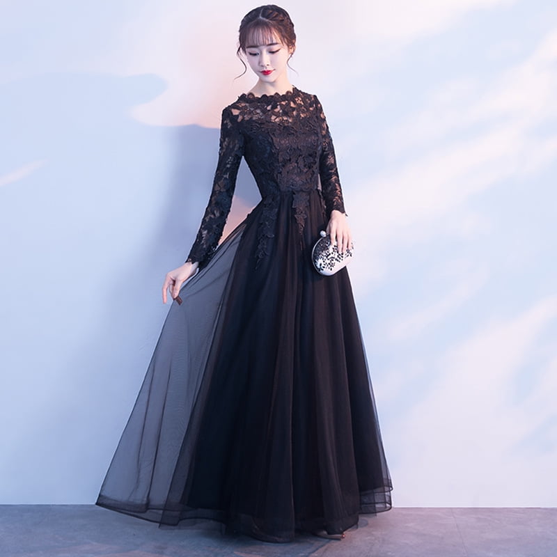 Banquet evening dress 2024 new short front and long back elegant party  party dress black evening dress one-piece delivery - Walmart.ca