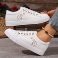 thumbnail image 6 of Women's Fashion Sneakers Flat Low-Top Lace-Up Comfortable School Casual Tennis Shoes Walking Travel Shoes Dress Sneakers(Color:White2,Size:5.5), 6 of 9