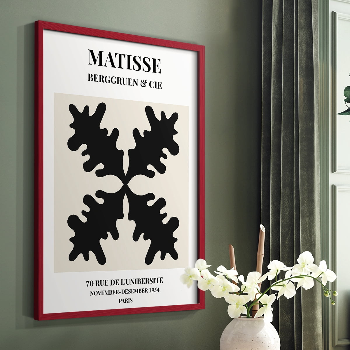 Matisse CXLVI Framed Print in Red Solid Wood 11 x 14 Framed Print