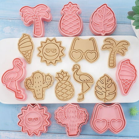 

8Pcs Hawaiian 3D Biscuit Mold Embossing Cookie Cutter Mould DIY Baking Tools