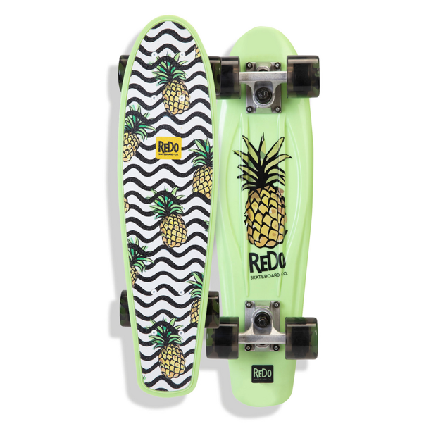 ReDo Skateboard 22.5" x 6" Retro Poly Wavy Pineapple Cruiser Complete