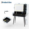 thumbnail image 3 of LED Lighted Vanity Desk 31.5" – Modern Makeup Table with Mirror, 2 Drawers, 3 Color Modes, Power Outlet, Compact Storage – Bedroom Dressing Table – Black – US Standard, 3 of 8