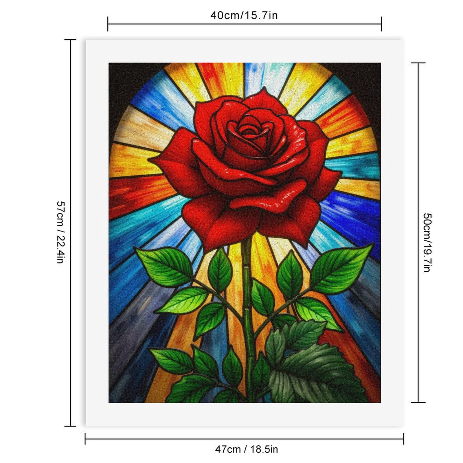Paint By Numbers Kit for Adults Beginner - Stained Glass Rose Art Background DIY Canvas Painting Kits for Adults, Frameless Paint By Number for Adults for Home Wall Decor 16x20 Inch