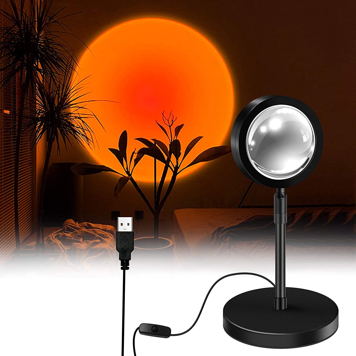 Sunset Red Projection Led Lamp, USB 180 Degree Rotate Atmosphere Floor