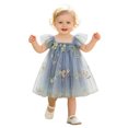 thumbnail image 4 of Curuila Infant Toddler Girls Mesh Dress Flutter Sleeve Floral Embroider Square Neck Party Fashionable Dresses For Girls Size 6-12 Months, 4 of 7