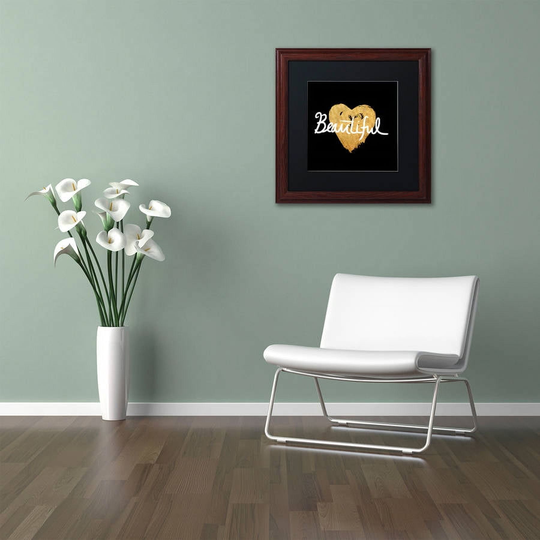 Trademark Fine Art "Beautiful On Black" Canvas Art by Lisa Powell Braun, Black Matte, Wood Frame