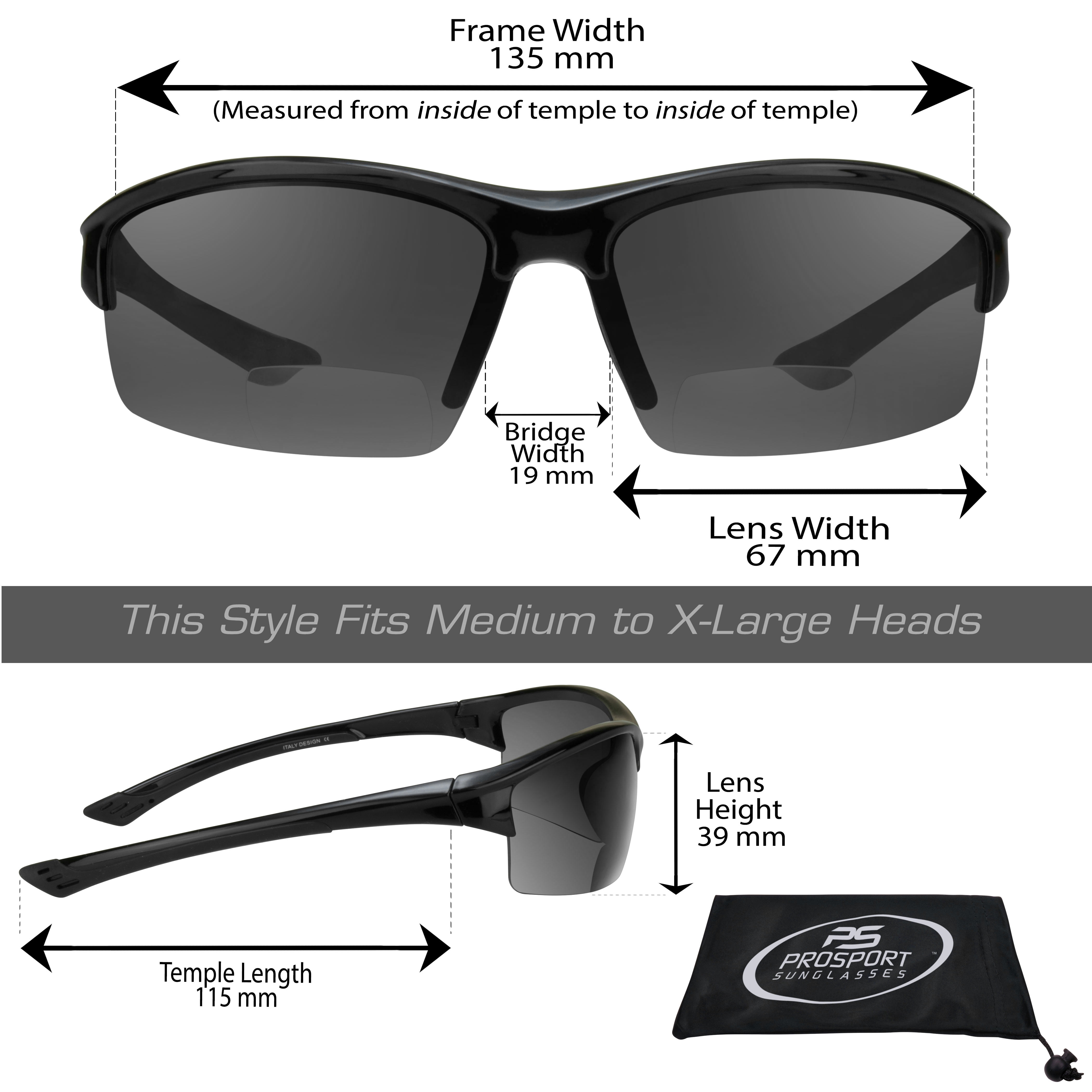 proSPORT Polarized Bifocal Sunglass Reader Men Women w/ Case & Retainer