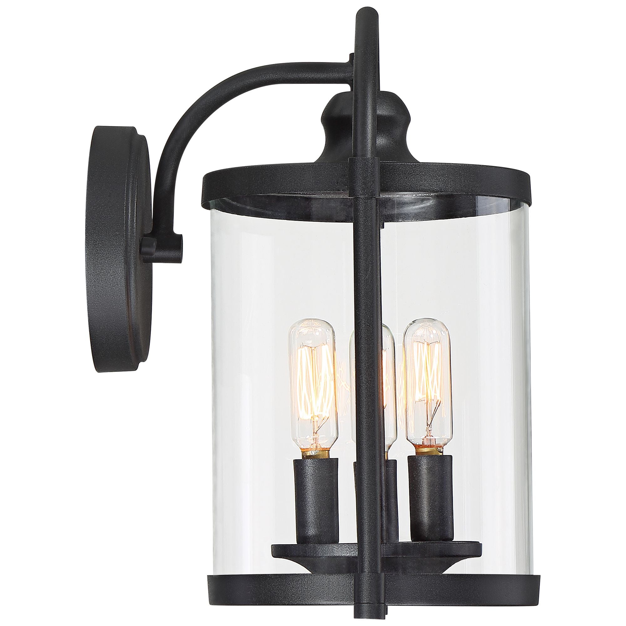 John Timberland Avani Modern Outdoor Wall Light Fixture Black Lantern 13" Clear Cylinder Glass for Post Exterior Barn Deck House Porch Yard Patio Home