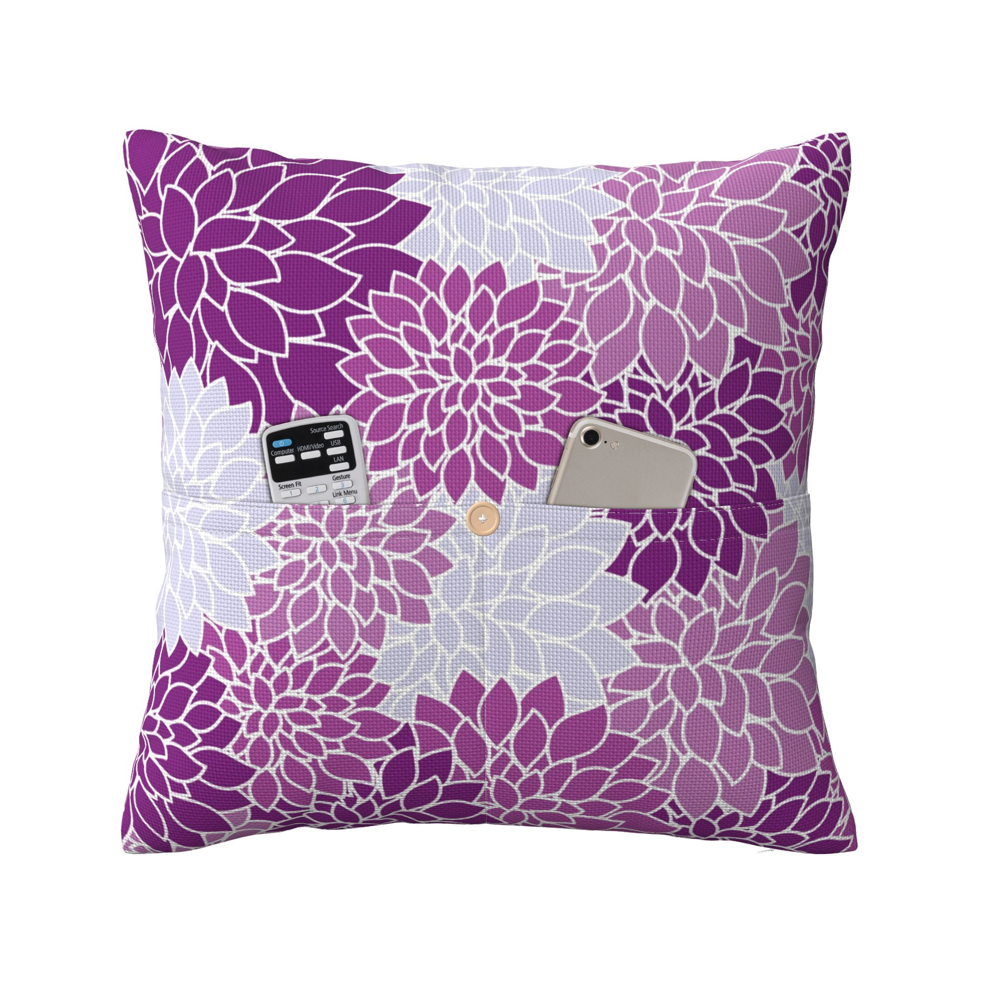 YFYANG Linen Pillow Cases, Purple Vintage Flower Pattern Decorative
