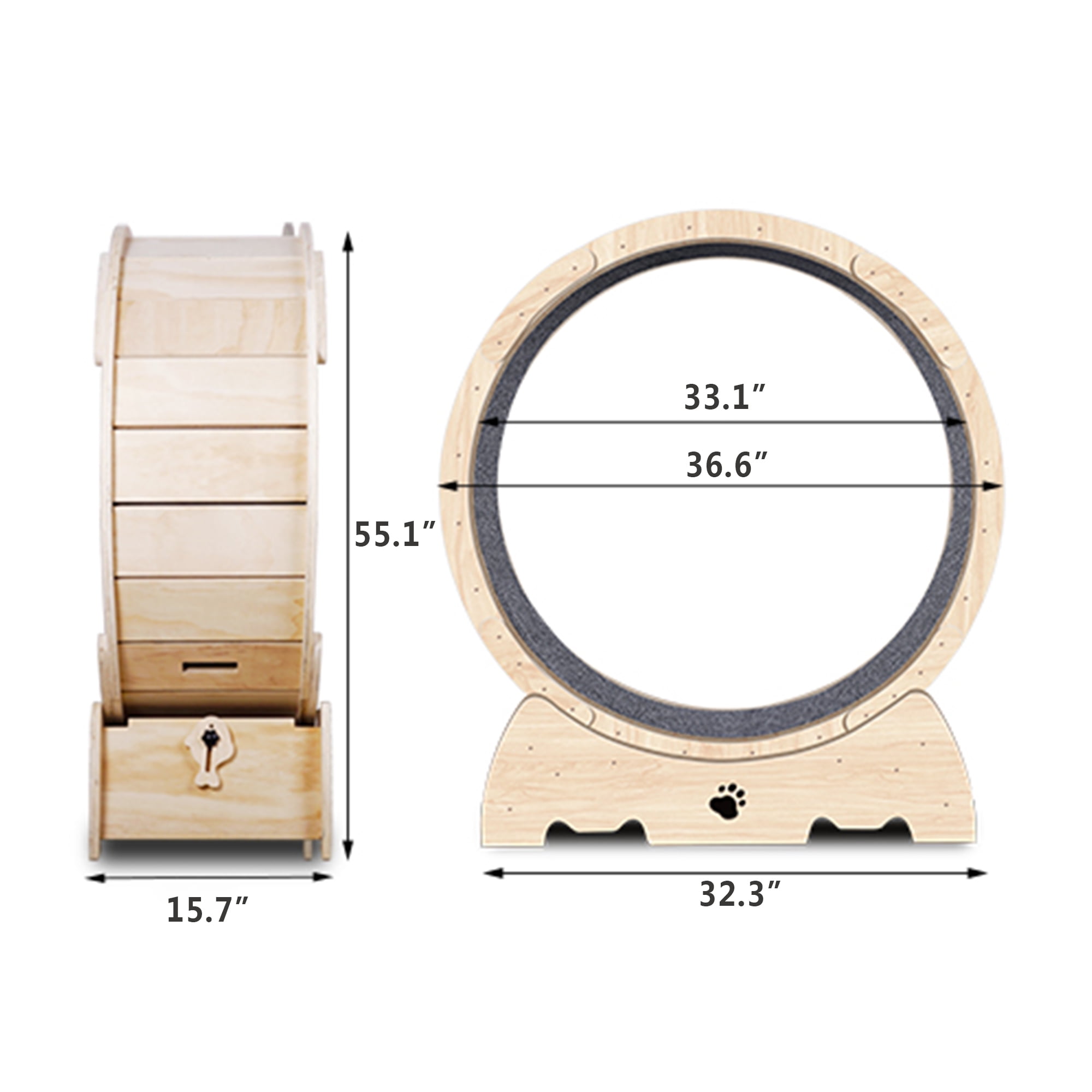 Kadyn 36" Cat Exercise Wheel for Indoor Cats, Cat Running Wheel with Carpeted Runway, Cat Sport Treadmill Wheel for Kitty’s Longer Life, Beige