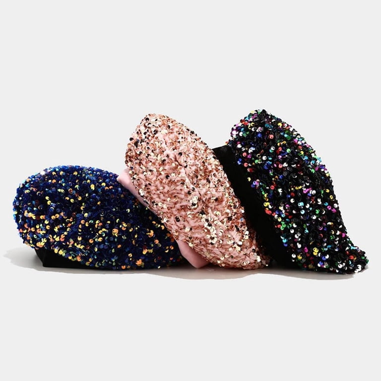 LinYooLi Women Sparkly Sequin Beret Hat Shining French Style  display picture 2