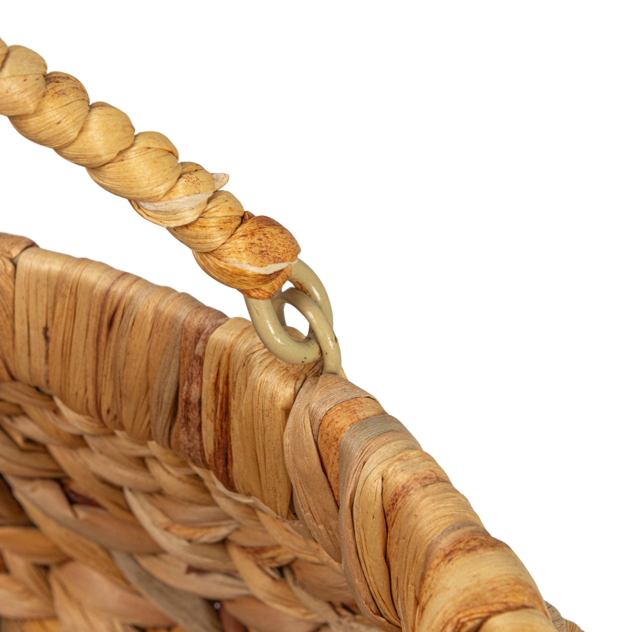 Household Essentials Water Hyacinth Handwoven Flower Basket Set, Natural, Set of 2