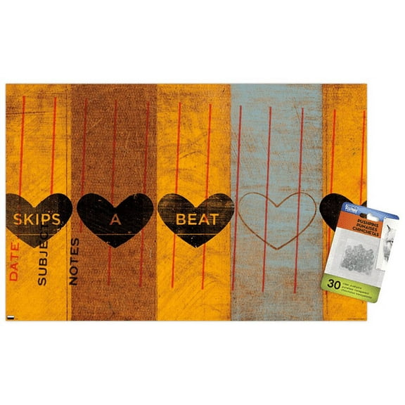 John W. Golden - Skips a Beat Wall Poster with Push Pins, 14.725" x 22.375"