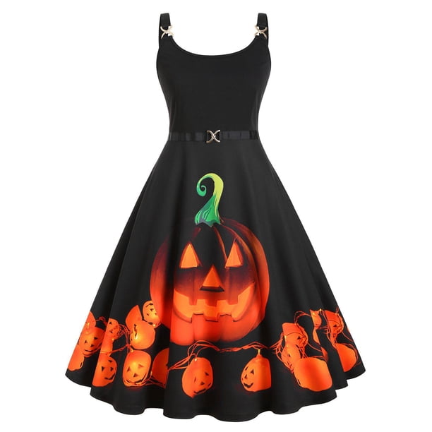 Vestido de talla grande con correas de Halloween con estampado de calabaza Rosegal Suéteres Cárdigans