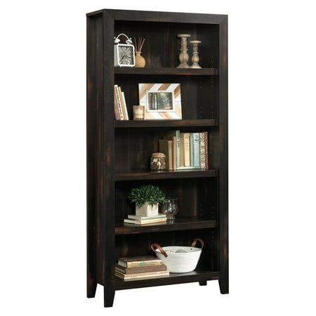 Pass Thru Shelf - Sauder Dakota Pass 5-Shelf Bookcase, Char Pine Finish