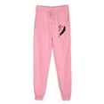 thumbnail image 3 of USNSM High Waisted Sweatpants for Women Fall Fashion Feather Print Trousers Casual Loose Workout Pants Pant with Pockets Pink XXL, 3 of 4