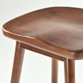 thumbnail image 4 of Farini Wood Saddle Bar Stools Set of 2, 30" Backless Barstool with Footrest for Kitchen Island, Walnut, 4 of 6