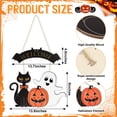 thumbnail image 3 of Halloween Decoration Wooden Ghost Door Halloween Wreath for Front Door Sign Hanging Indoor Outdoor Spooky Wreath for Home Wall Porch Party Decor, 3 of 7