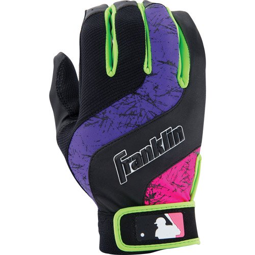Franklin Sports MLB Youth ShokWave Batting Gloves Black Purple Pink
