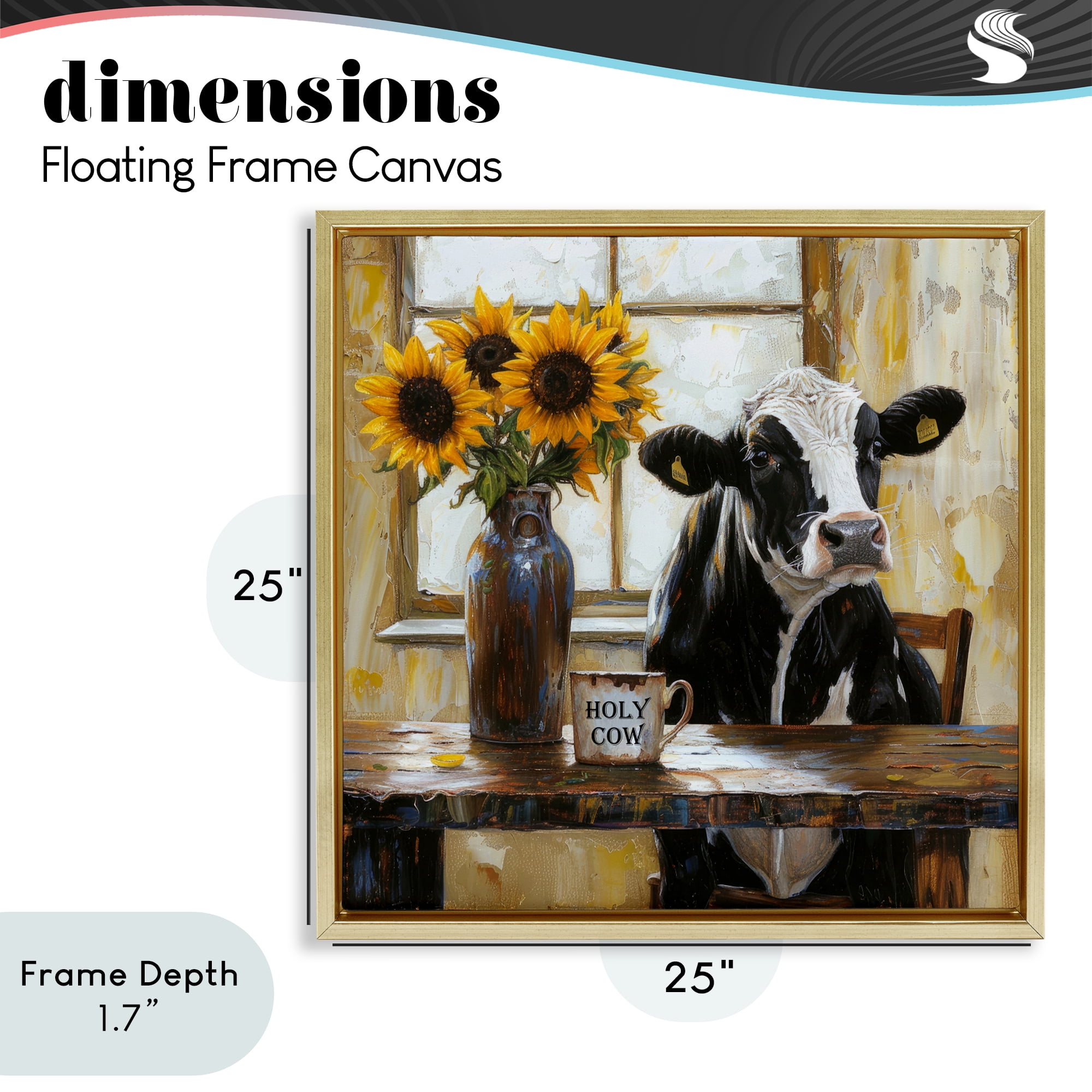 Stupell Industries Holy Cow Rustic Farm Table Gold Framed Floater Canvas Wall Art, design by Tina LeCour