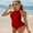 Red, variant on Women's One Piece Swimsuits Tummy Control Vintage Slimming Ruched Swimwear Halter High Neck Bathing Suits