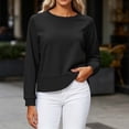 thumbnail image 2 of Horkkom Cropped Sweatshirts for Women Long Sleeve Crewneck Sweatshirts Casual Solid Color Pullover Sweatshirts S, 2 of 8