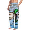 thumbnail image 2 of Daiia Mallard Duck Swimming In A River Men's Sleep Pant with Pockets and Drawstring,Pajama Pants-X-Large, 2 of 9