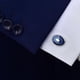 thumbnail image 5 of Gemelos de francesa para hombre, ovalado, azul, con goteo, para negocios, chapado en uñas, novio, 5 of 6