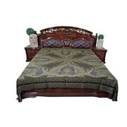 Mogul Indian Ethnic Cashmere Pashmina Bedspread Cover Throw Jamavar Bedding