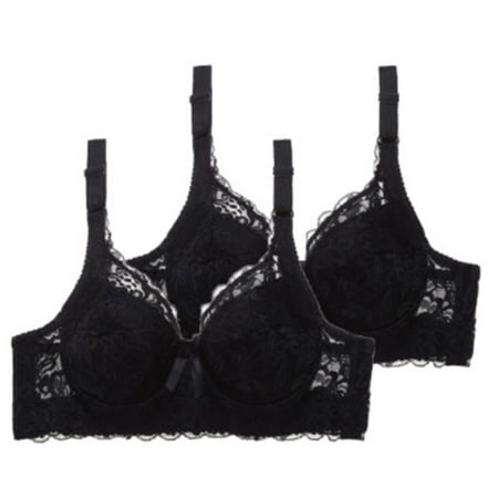 Pavied Push Up Bra Plus Size Bra Women s 2PC Bra Casual Fashion Large Size Bra Slim Spongeless Sponge Underwear Lace Bra Balconette Bras Seamless Bras Black 80B