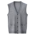 thumbnail image 6 of Kureaily Men's Wool Blend V Neck Knit Cardigan Vest Wool Sweater Colour Blocking Casual Versatile Sleeveless Shirt Vest, 6 of 9