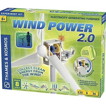 Thames Kosmos Wind Power 2 0 Science Experiment Kit Build Wind Powered Generators to Energize Electric Vehicles 3 Foot Tall Long Bladed Turbine Experiments in Renewable Energy
