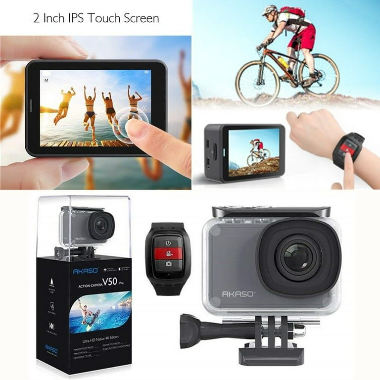AKASO V50 Pro Action Sport Camera WiFi EIS Touch Screen w/Helmet  Accessories Kit