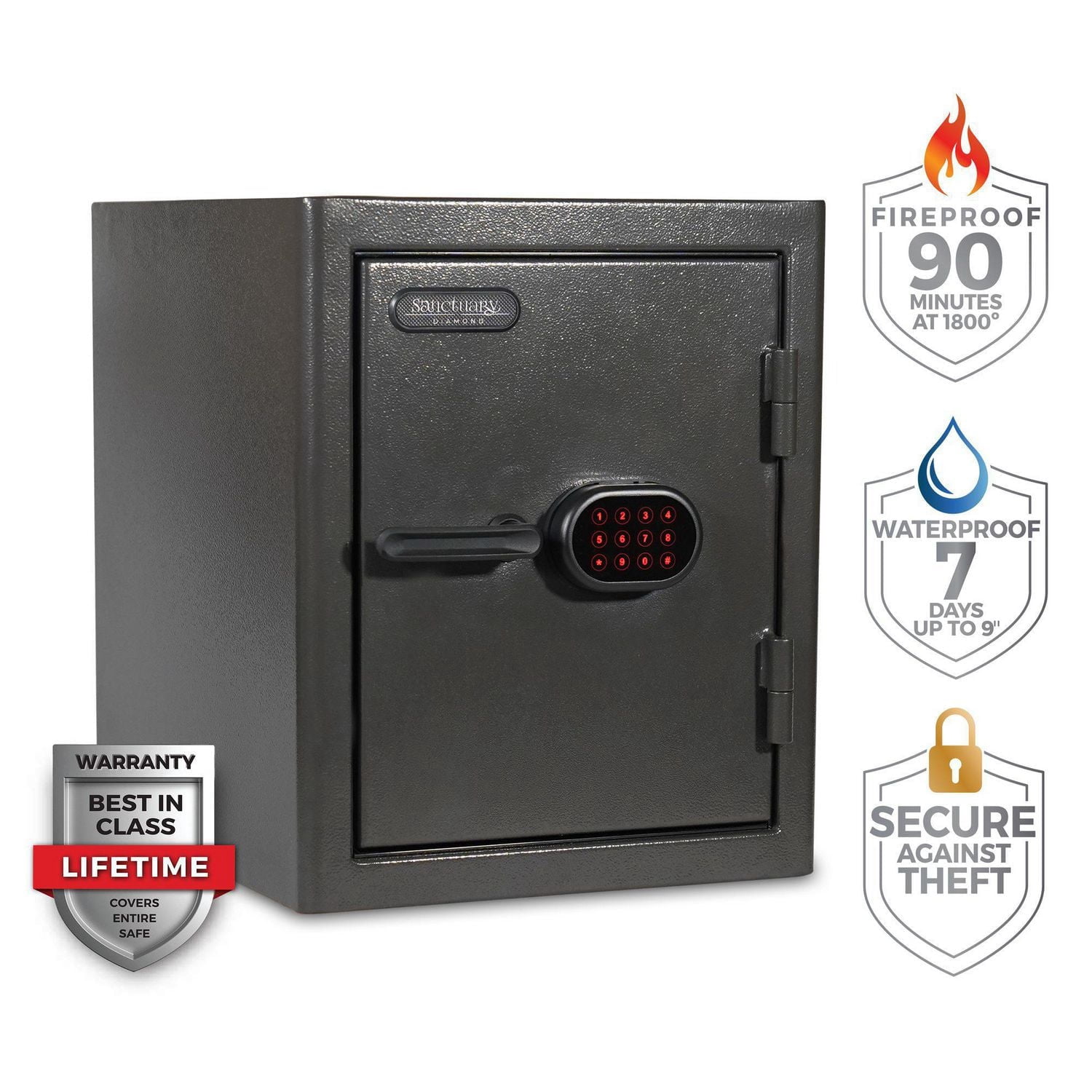 Sports Afield Diamond Series: 20.5" Tall Home Safe & Office Safe With Electronic Lock & Triple Seal Protection [2.25 Cu. Ft.] SA-DIA3