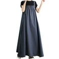 thumbnail image 2 of EOYWHK Womens Denim Dress Long Spaghetti Straps Maxi Dress Rompers Loose Fit Square Neck Swing Maxi Dress Rollbacks, 2 of 8