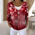 thumbnail image 2 of Women's Fashion Long Sleeve Christmas Snowman Snowflake Print Jacket Cardigan for Holiday Party and Casual Daily Wear,Wine,M, 2 of 6