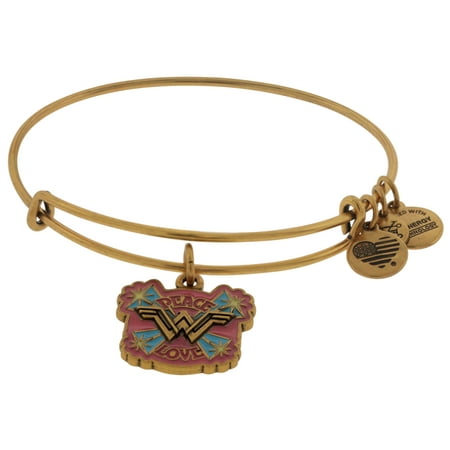 Wonder Woman PEACE LOVE Bangle Bracelet Rafaelian Gold NWTBC