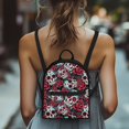 thumbnail image 4 of Eheartsgir Sugar Skull Rose Pattern Small Backpack with Adjustable Strap Lightweight Mini Backpack for Gym, Polyester Travel Daypack for Walking, 4 of 8