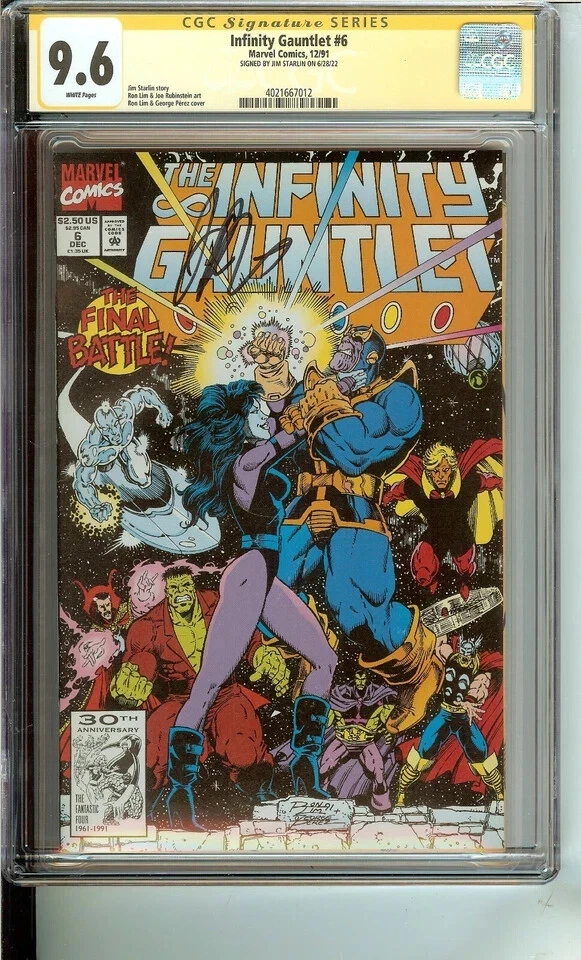 Infinity Gauntlet #6 Signed Jim Starlin CGC 9.6