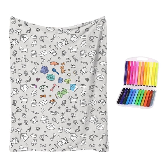 Soft Cozy DIY Coloring Throw Blanket All Ages Friendly Art Craft Blanket Set For Relaxation Household Home Decor