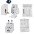thumbnail image 3 of WORLD Travel Adapter Plug Universal Input USB Type A C G All-In-One AC Set WHITE, 3 of 6