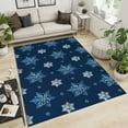 thumbnail image 3 of Christmas Bedroom Area Rugs, Blue and White Falling Snowflakes Area Carpet, Apartment Carpet Fine Fluff Short Velvet with Backing Apply to Entrance Door Door Mats Porch,2ft x 3ft, 3 of 6