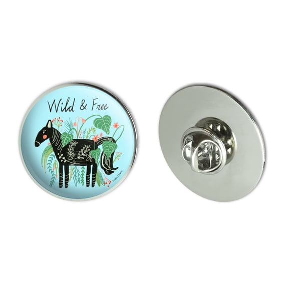 Wild and Free Black Horse Metal 1.1" Tie Tack Hat Lapel Pin Pinback