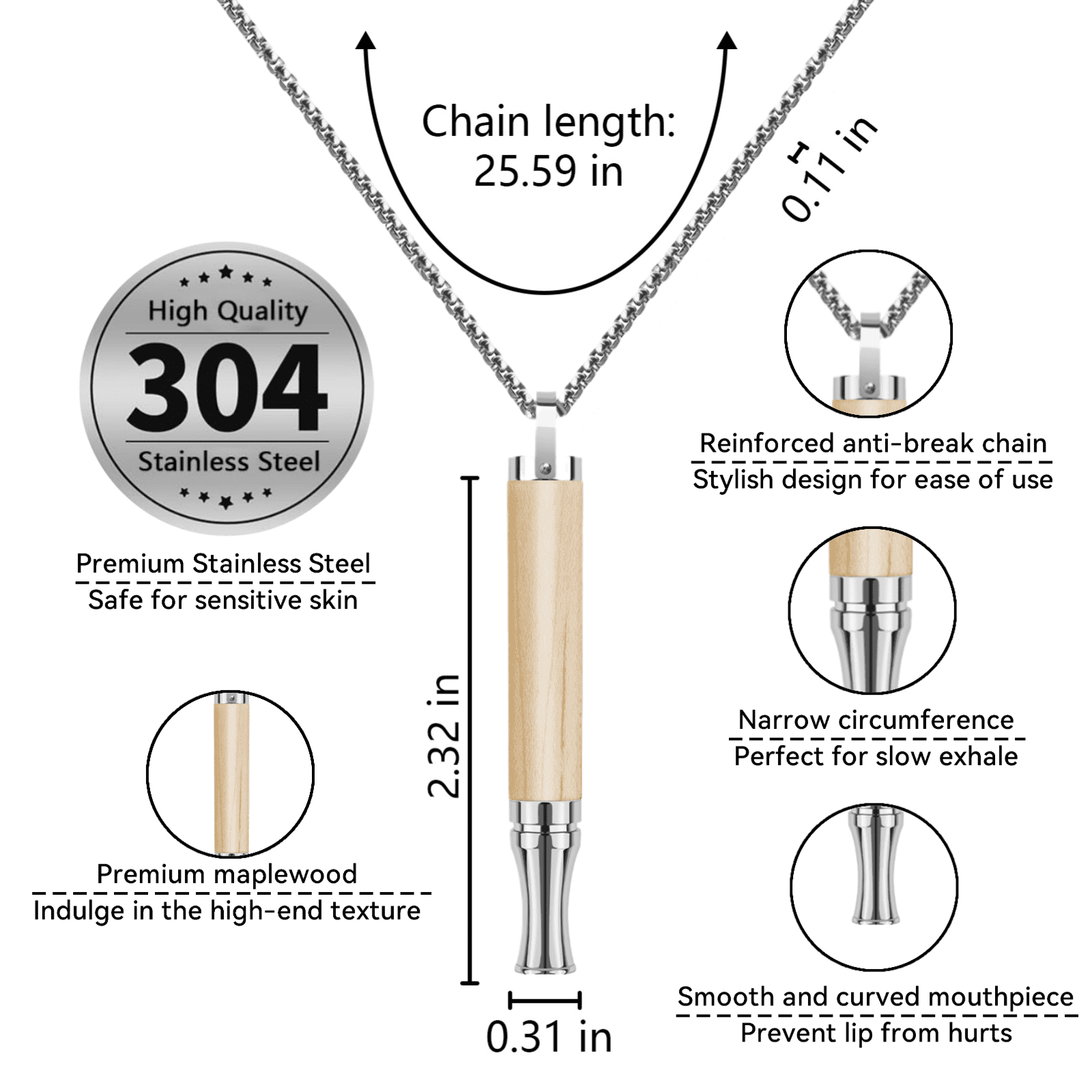 Breathing Necklace to Replace Bad Habit with 3 Packs Spearmint Refillable Pods, Habit Support Necklace for Stress Relief Sensory Fidget for Adults