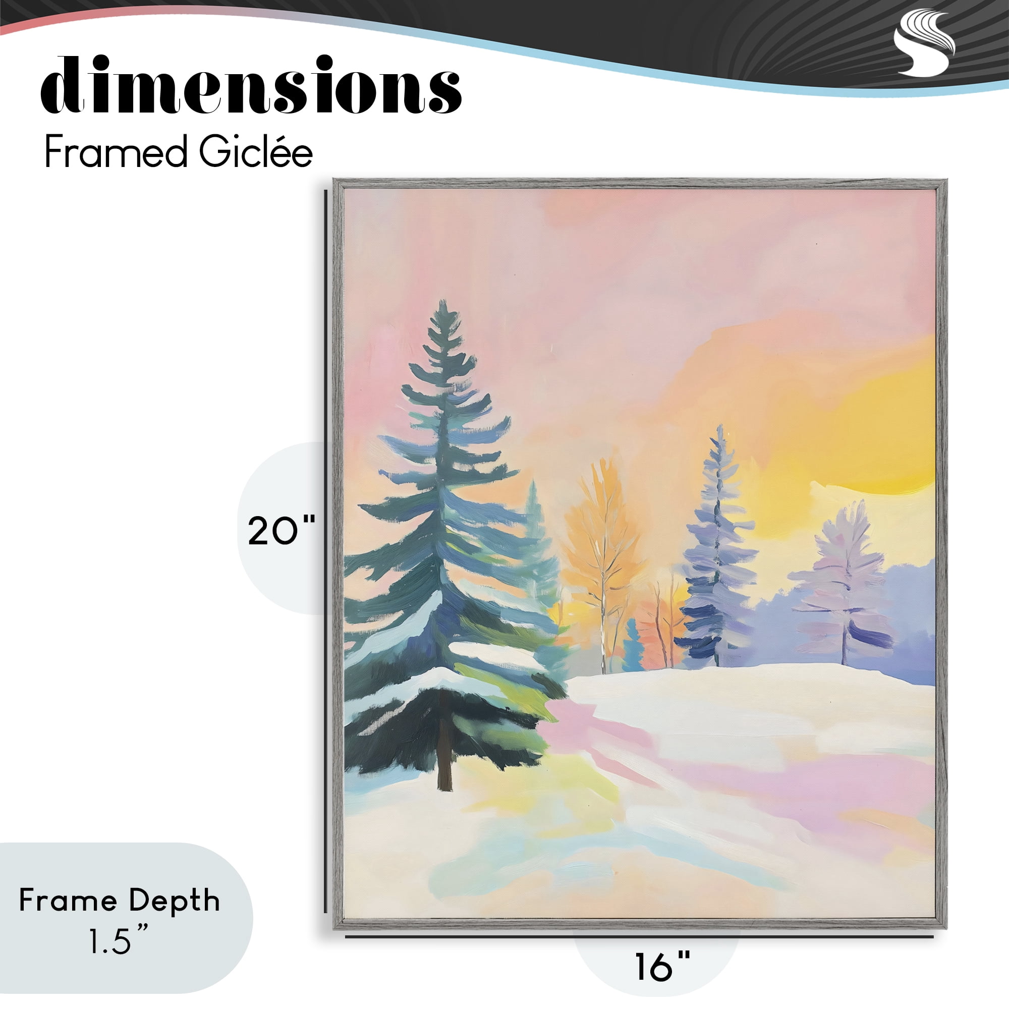 Stupell Industries Winter Forest Snowscape in Pastels Gray Framed Giclee Art, design by The Prints Vibe