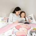 thumbnail image 4 of Manfei Fairy Tale Princess Bedding Comforter Set 7-Piece for Teen, Romantic Love Heart King Bedding Sets, Stars Cloud Print Reversible Bed Sheets, Microfiber Bedroom Decor, 4 of 7