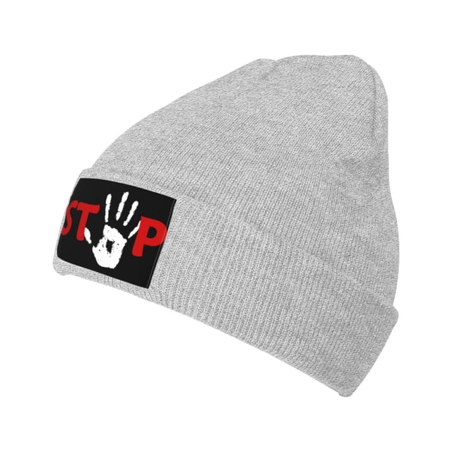 ZICANCN Bonnet Tricoté Hat-Stop Gesture Bonnet d'Hiver Doux Chaud Classique pour Hommes Femmes Stop Main Doigt