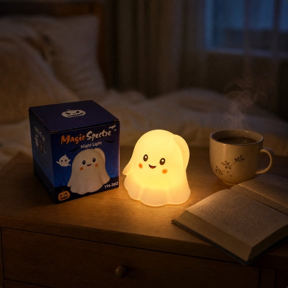 ShaoXinWan Halloween Ghost Tap Control Night Light, Multi Brightness Adjustable Soft Lamp, Cute Festive Decor Light for Bedroom Desk, Nursery Nook and Dorm Use