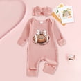 thumbnail image 2 of Staki Bamboo Onesies Baby Girls Baby Girl Knit Romper Long Sleeve Onesie Fall Winter Clothes(Light Pink,0-3 Months), 2 of 6