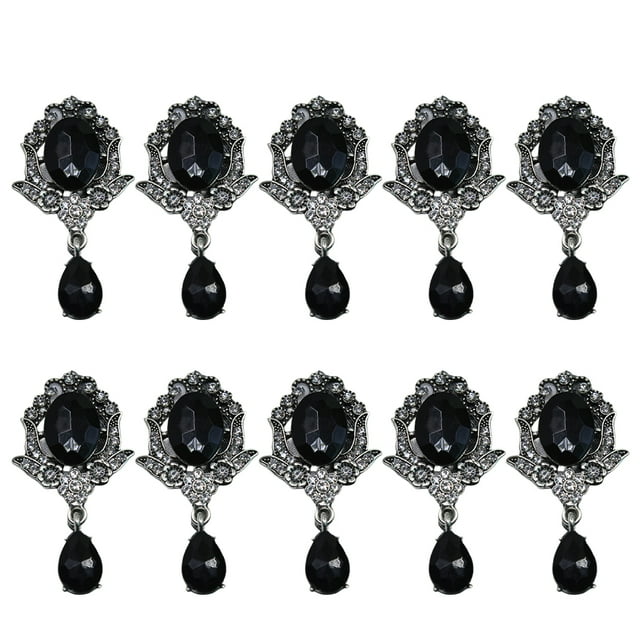 sweethay 10 Uds. Pin de flor para mujer, pasador de pecho de aleación de Zinc con diamantes de imitación, adornos de traje a la moda, joyería Ropa, zapatos y accesorios Miscelánea Negro